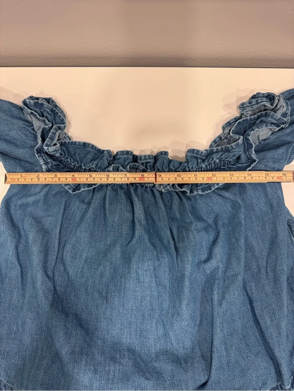 Free People Maxine Denim Off-Shoulder Ruffle Women's Top sz. S